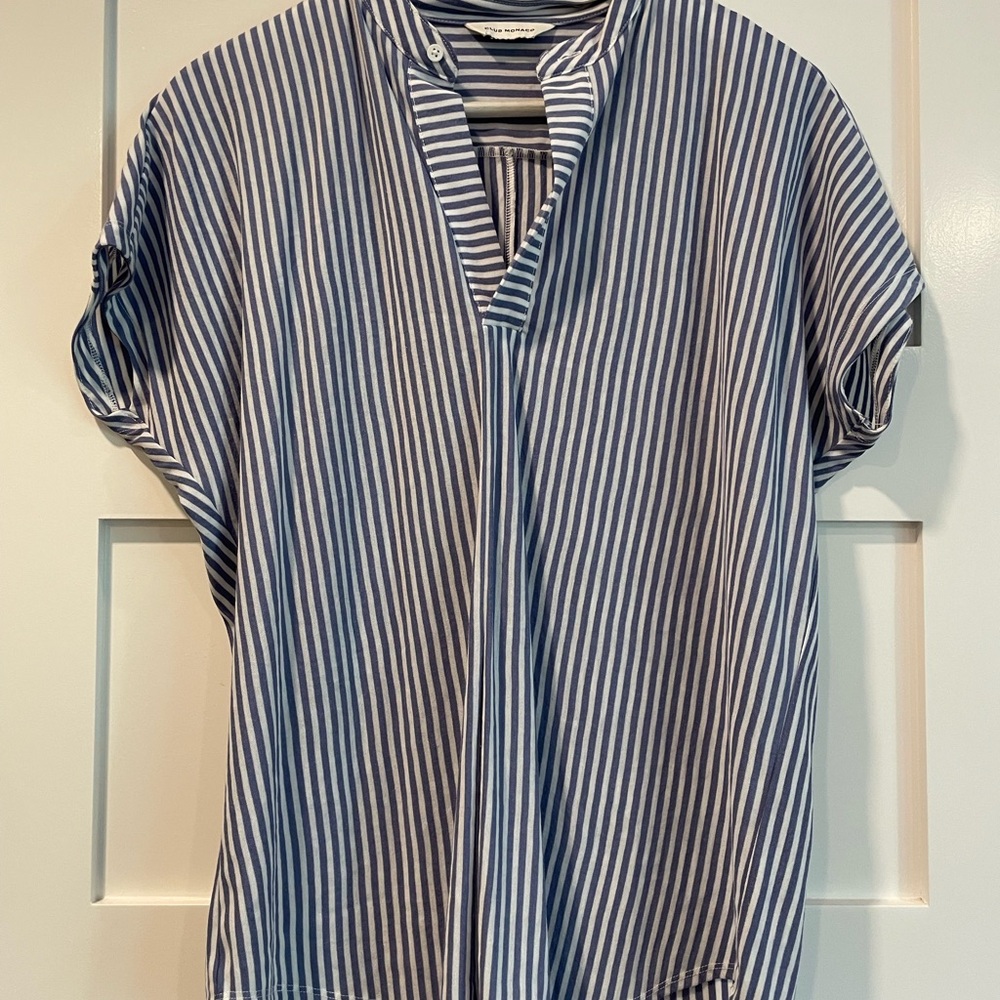 Club Monaco Blue and White Boxy Blouse